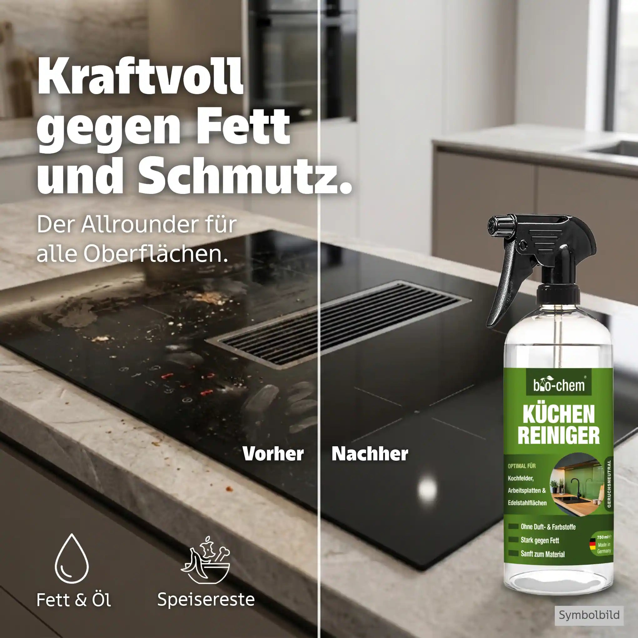 küchenreiniger anwendung kochfeld fett