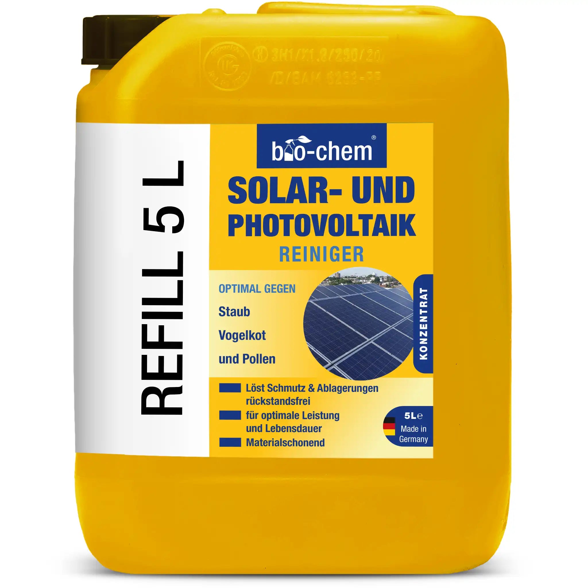 Solar- und Photovoltaik-Reiniger 5 Liter Kanister, Konzentrat gegen Schmutz und Ablagerungen