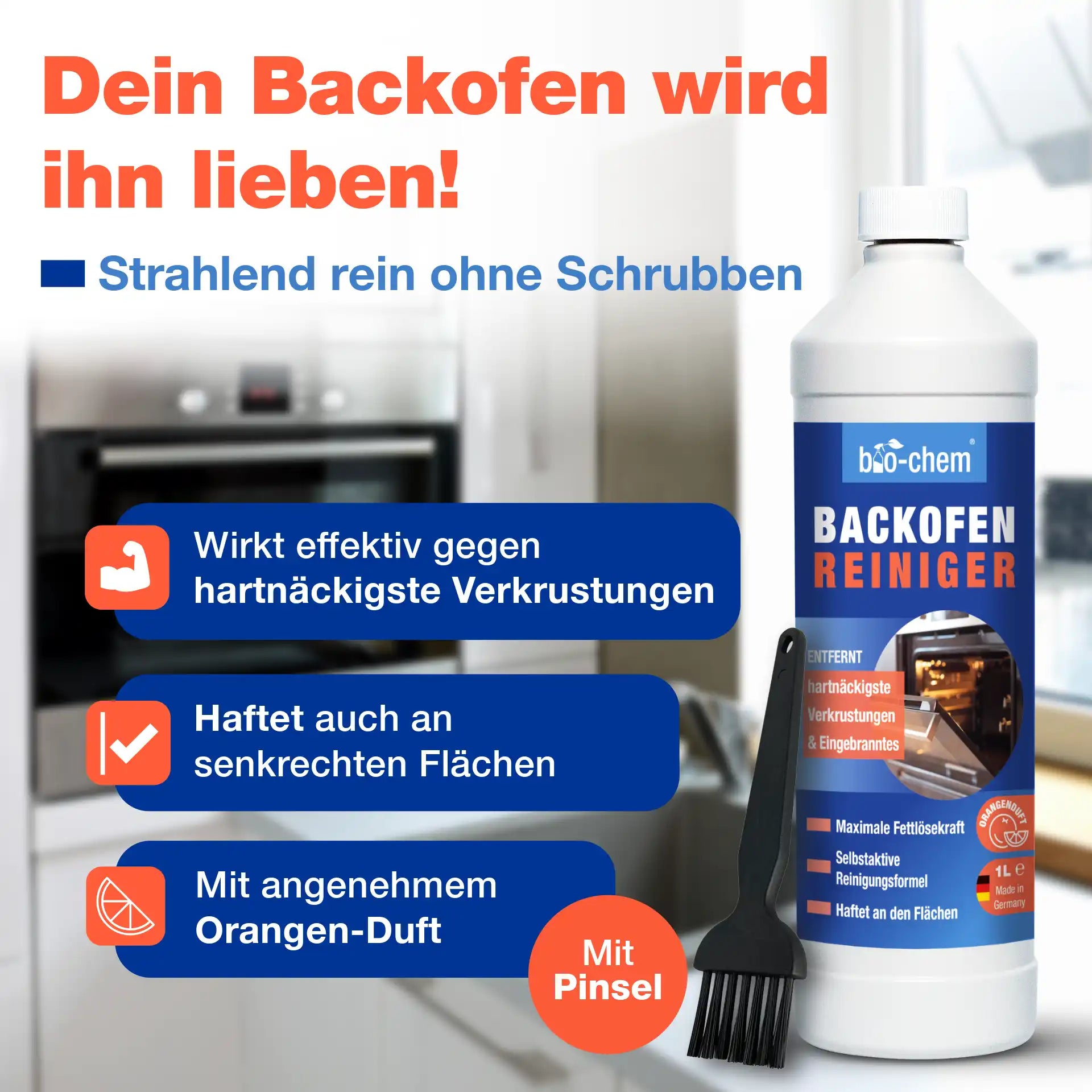 Backofen Reiniger mit Pinsel (1 L)