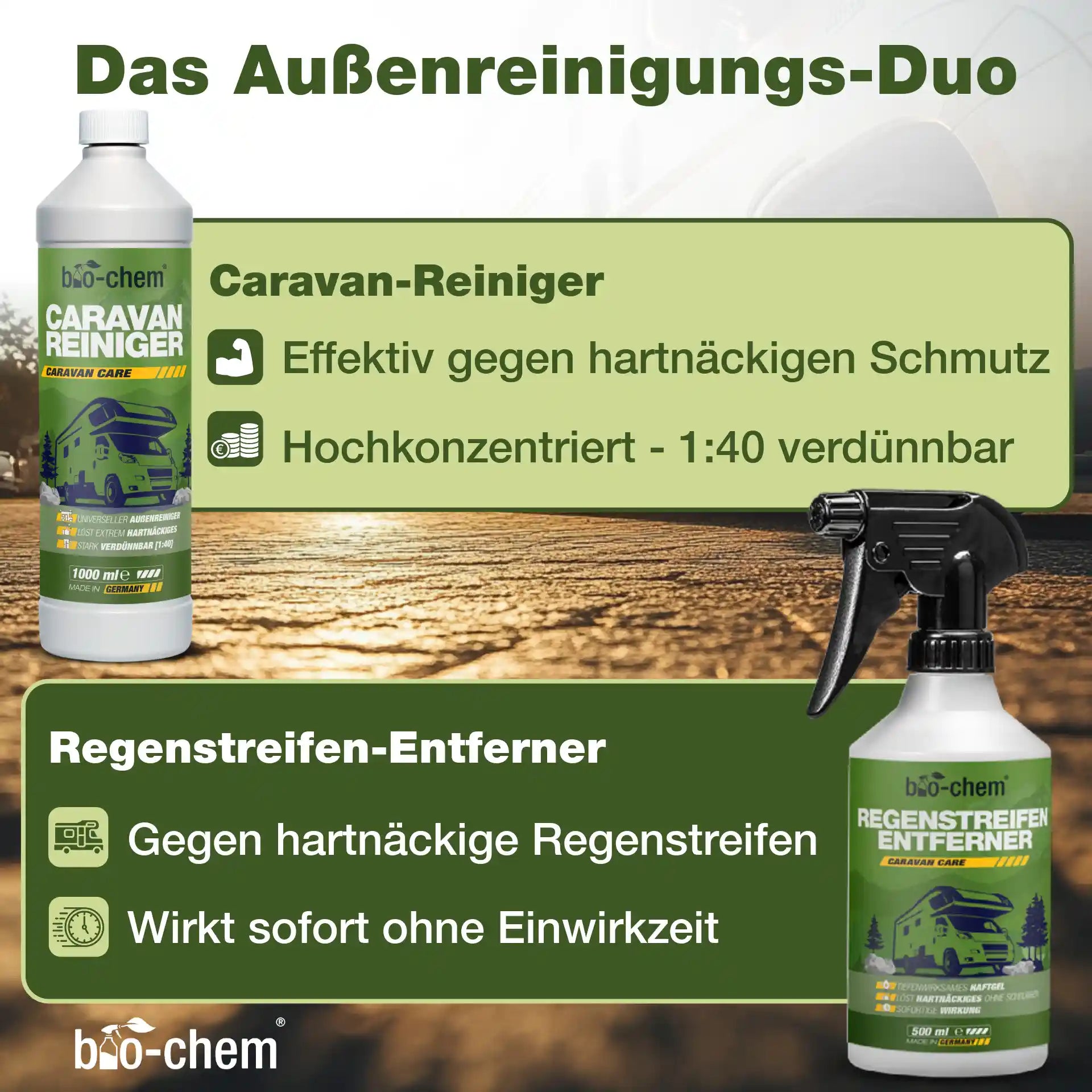 Caravan-Reiniger und Regenstreifen-Entferner für die effektive Außenreinigung von Wohnmobilen und Caravans