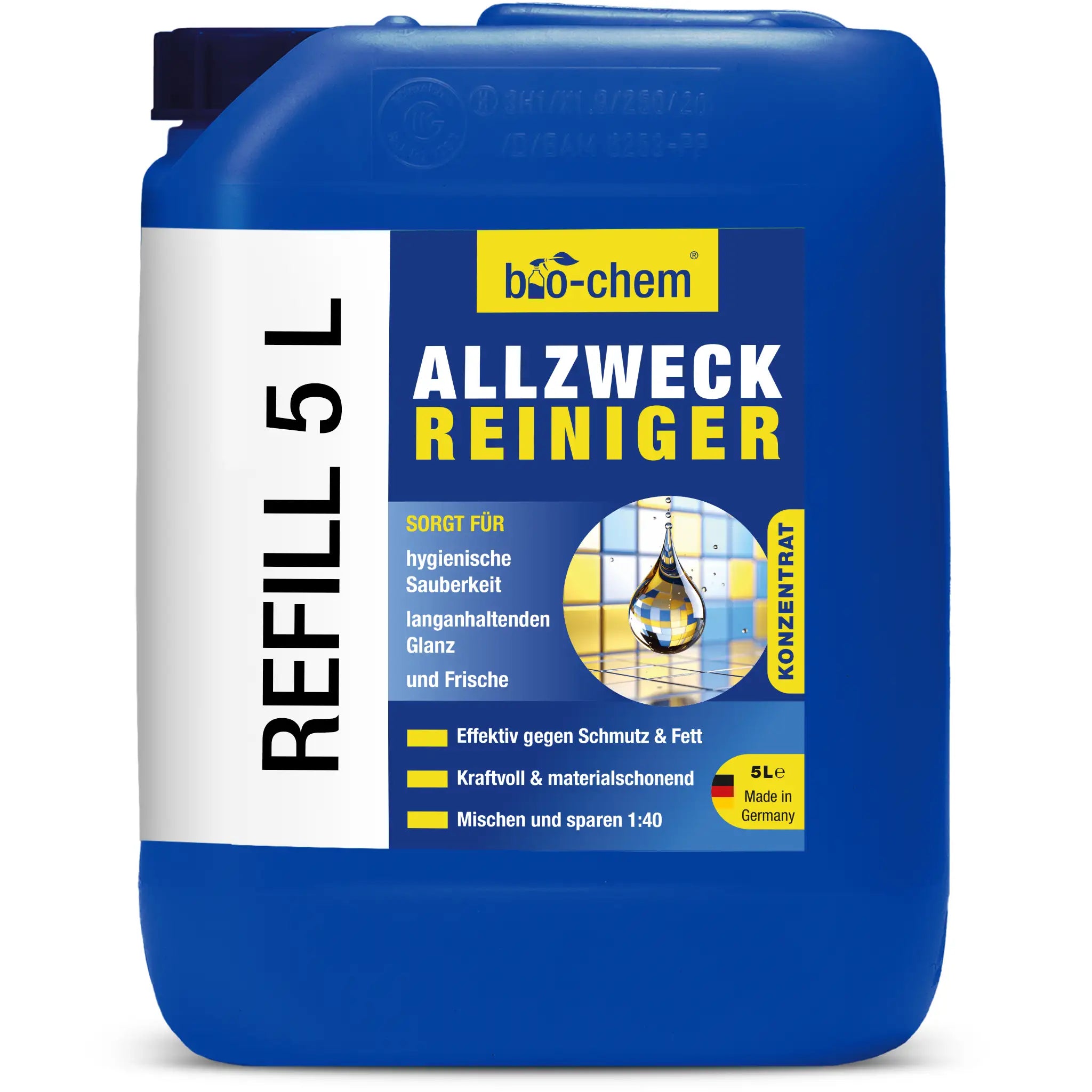 Allzweckreiniger Konzentrat im 5 l Refill‑Kanister gegen Schmutz und Fett von bio‑chem – Artikel 9100021