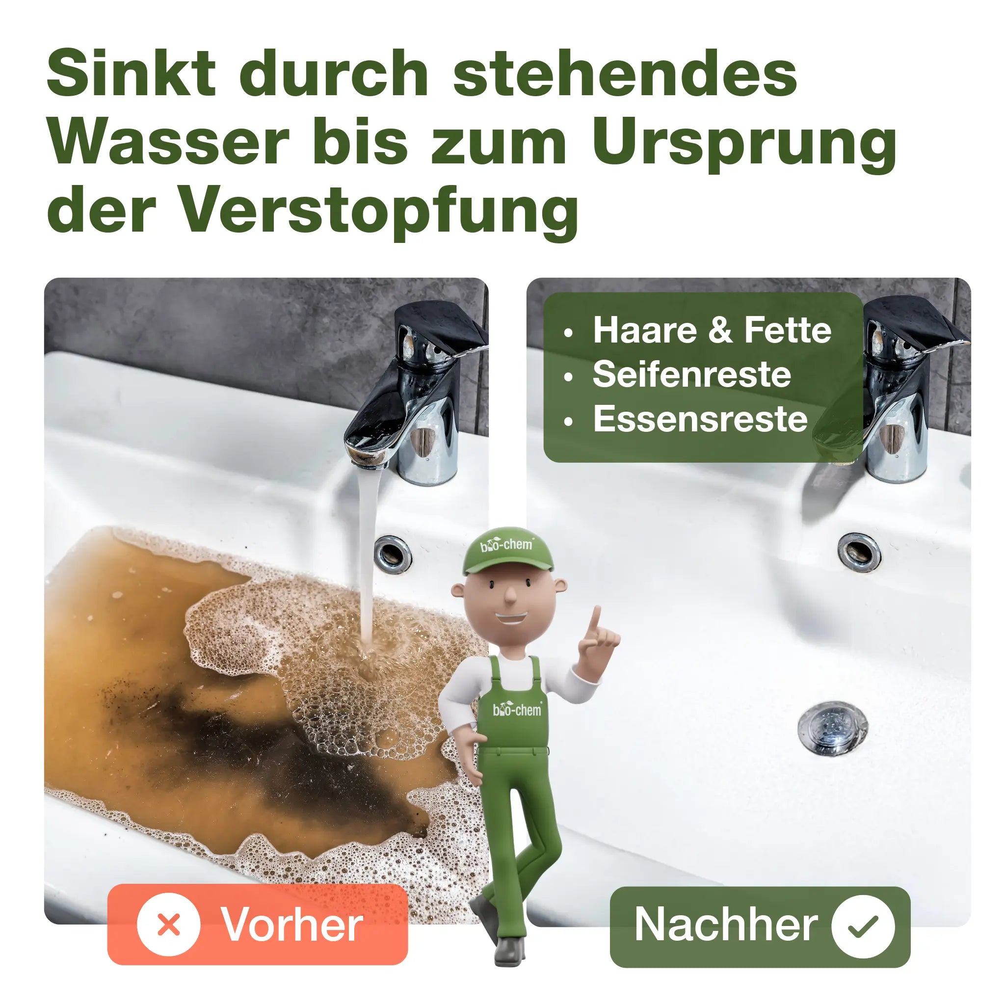 Vorher Nachher Rohrreiniger Anwendung