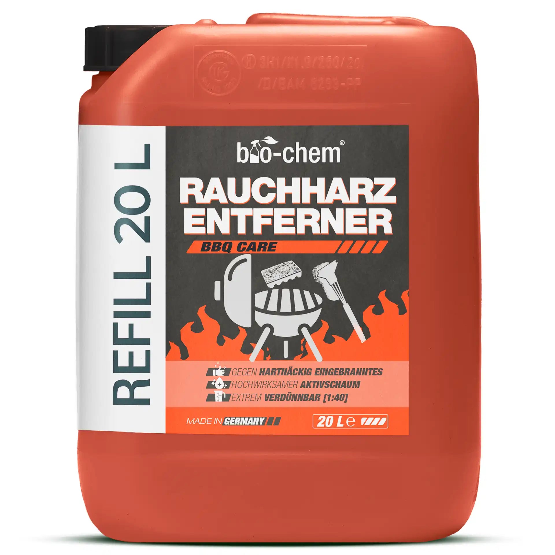 bio-chem Rauchharz Entferner Grillreiniger 20 Liter – BBQ Reiniger gegen eingebranntes Fett und Grillverschmutzung