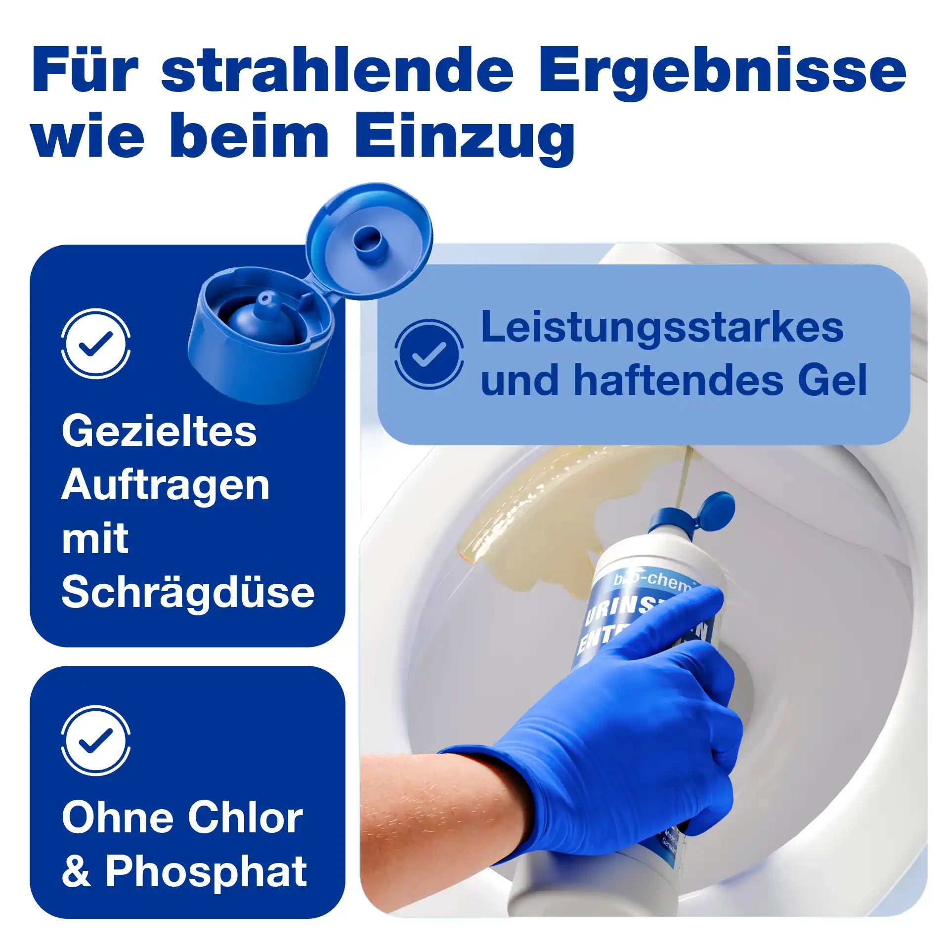 Urinsteinentferner mit haftendem Gel und Schrägdüse – ohne Chlor &amp; Phosphat – Artikel 9000192