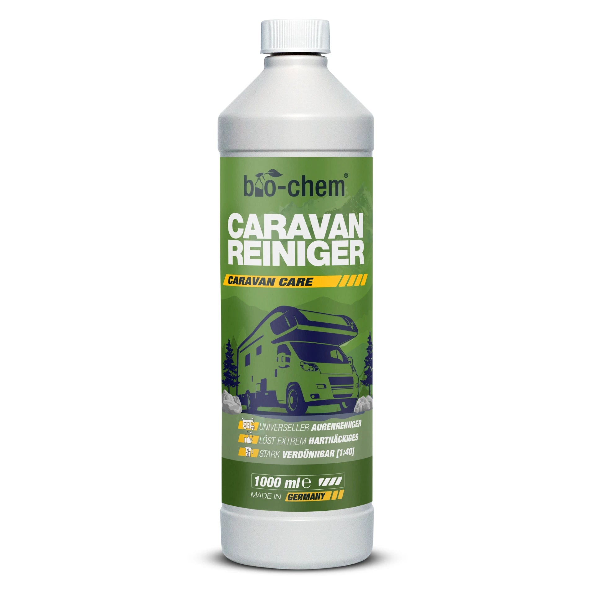 bio-chem Caravan Reiniger Konzentrat 1000ml Flasche Made in Germany – Universalreiniger für die Außenreinigung von Wohnmobilen und Wohnwagen.