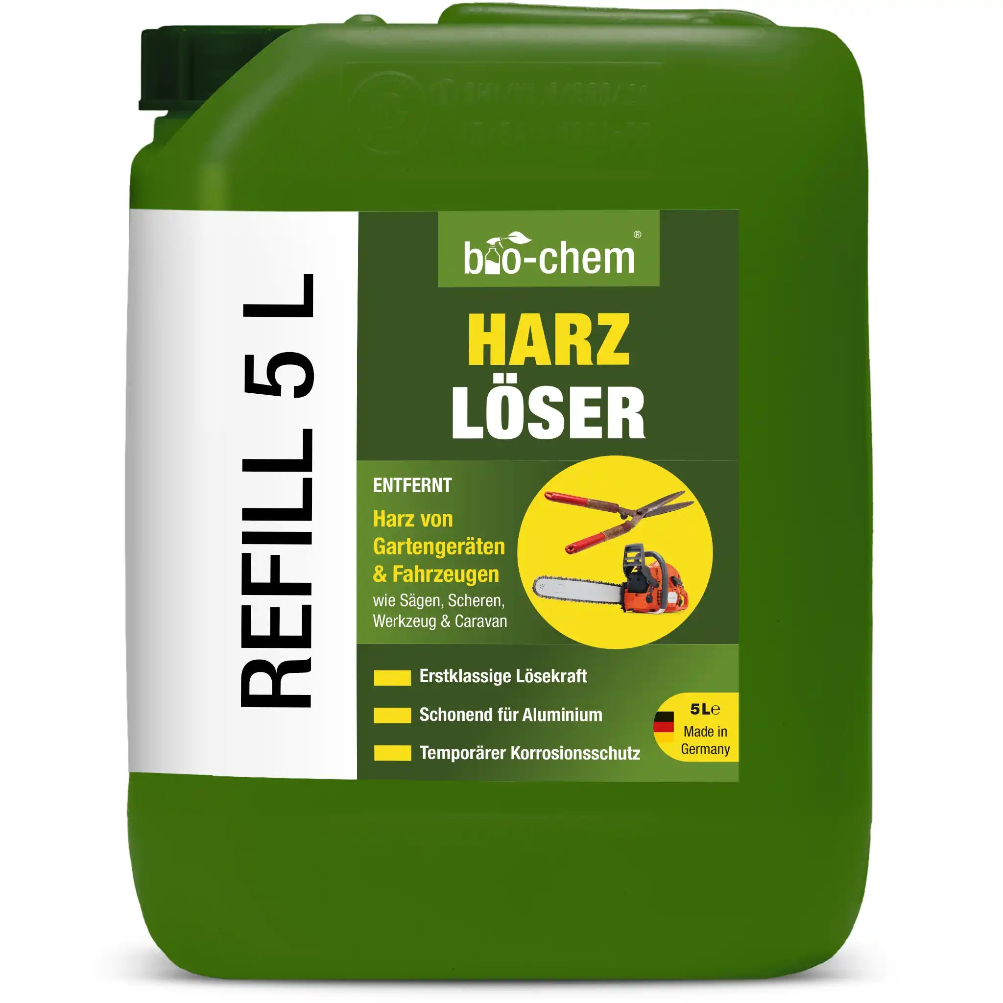 bio-chem Harzlöser im 5 L Nachfüllkanister – Starke Reinigungskraft gegen Harz, Fett und Öl, geeignet für Aluminium und empfindliche Oberflächen