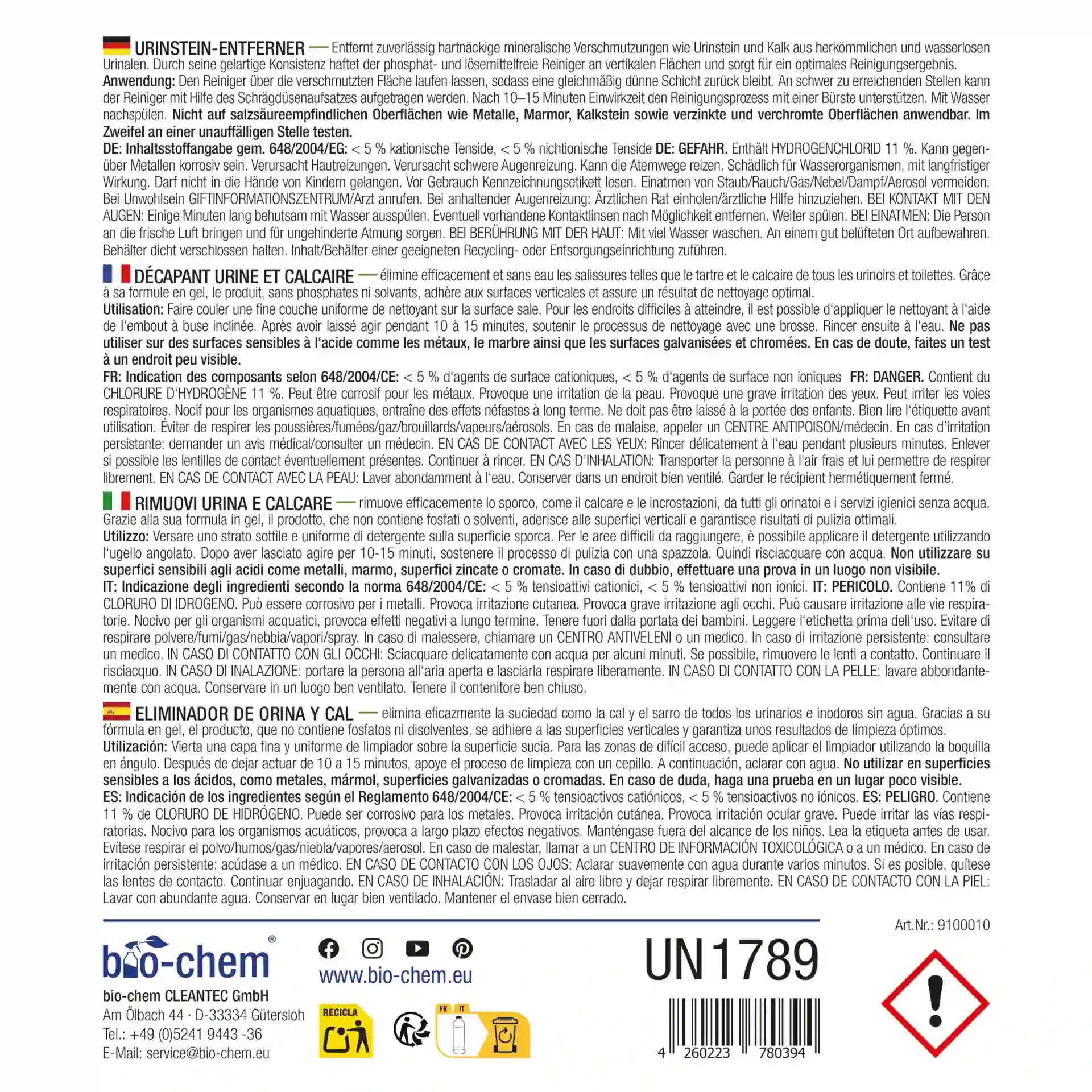 Urinsteinentferner (1 L + Bimsstein)