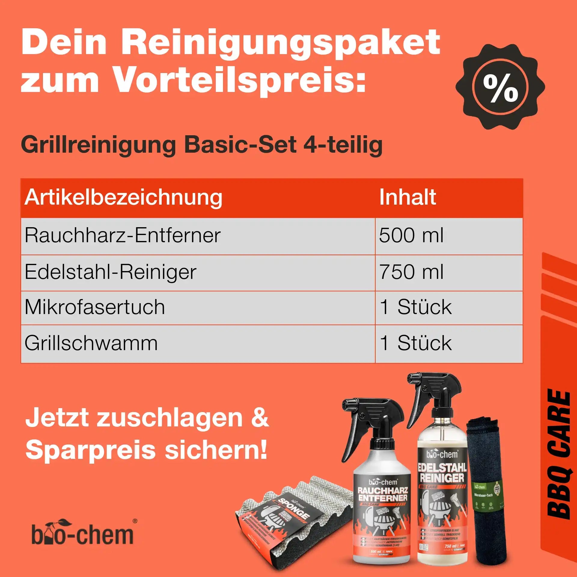 Grillreinigungs Rauchharz-Set (BASIC 4-teilig)