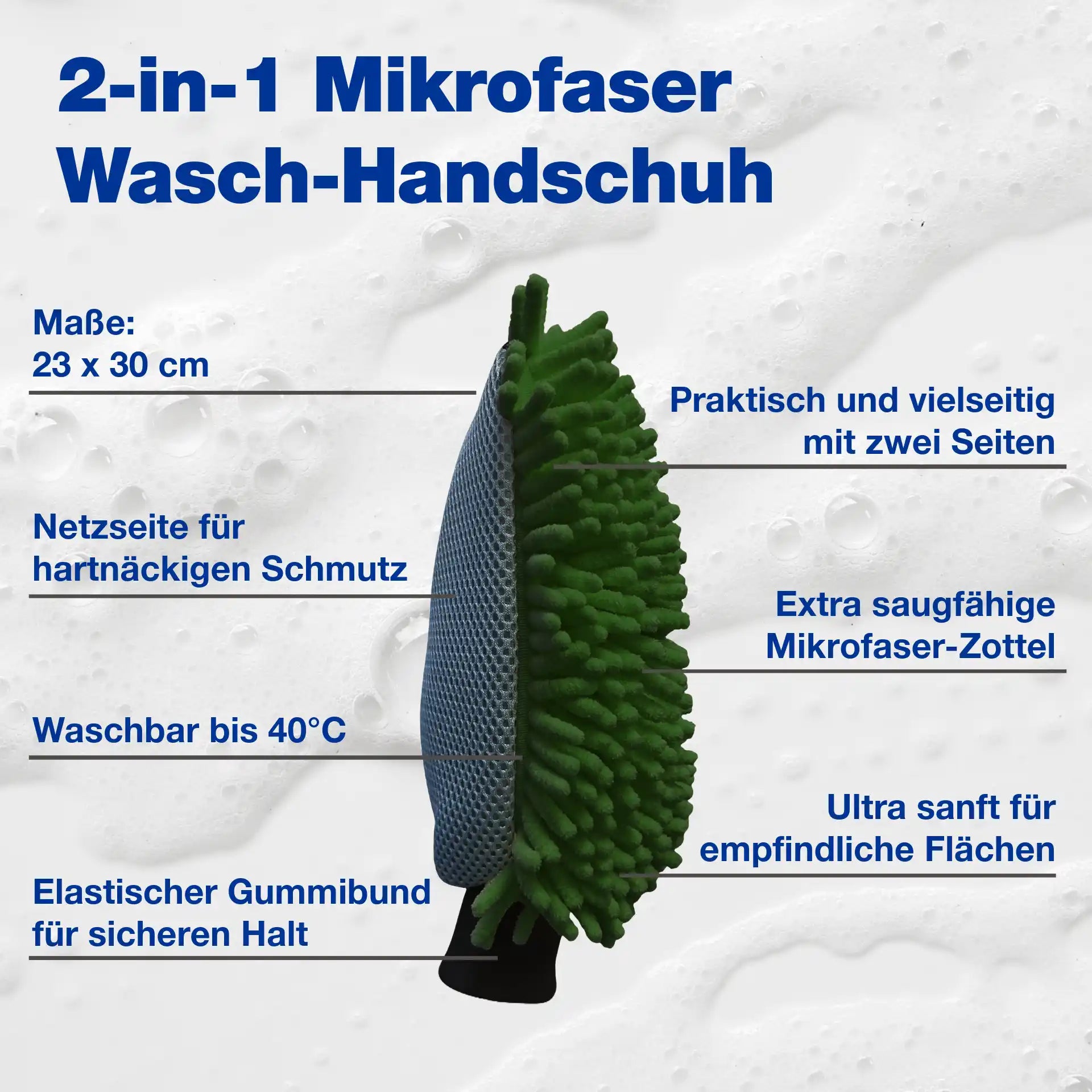 bio-chem Waschhandschuh 2in1 flauschige Zotteln und sanft kratzende Netzseite