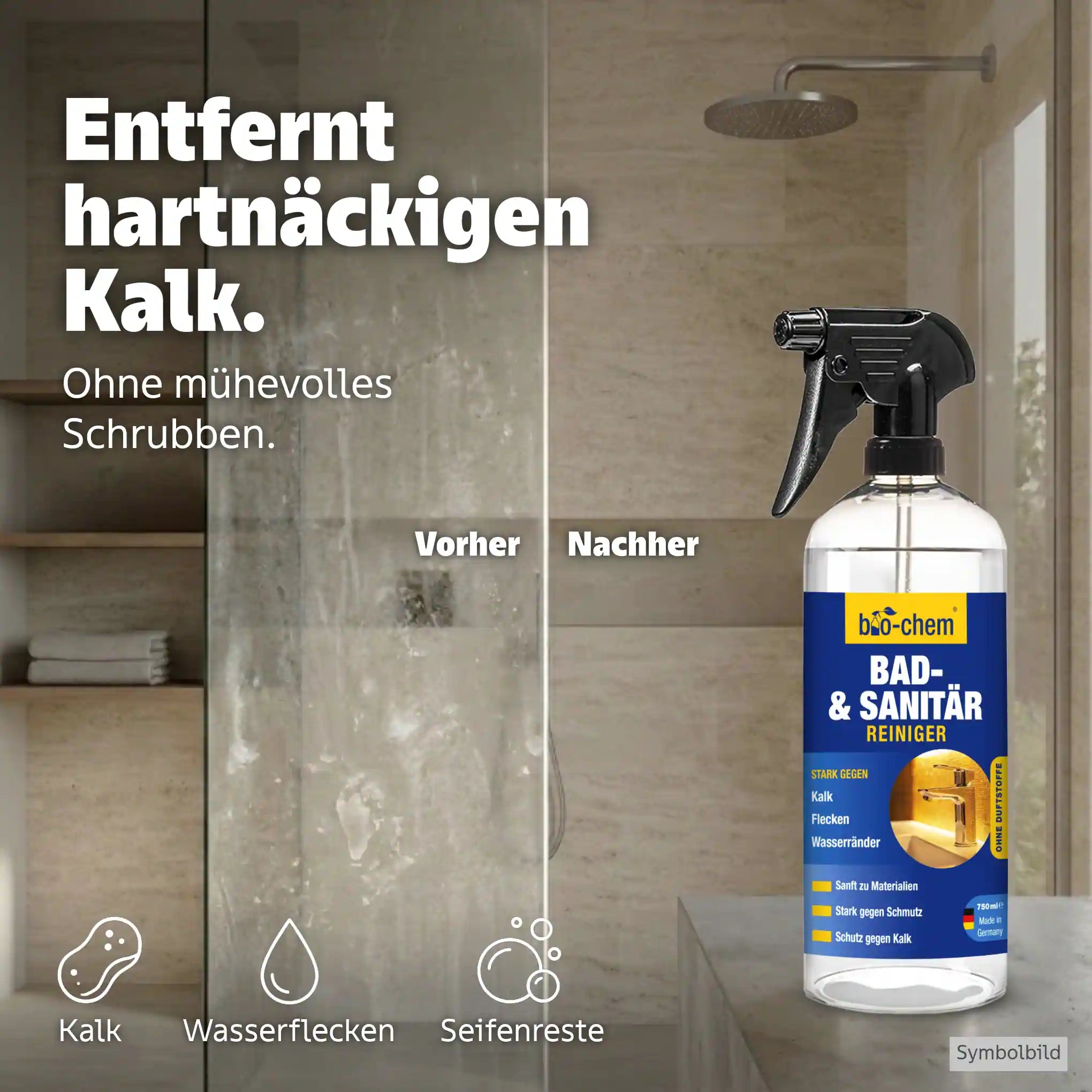 Kalkreiniger Anwendung Dusche Duschkabine