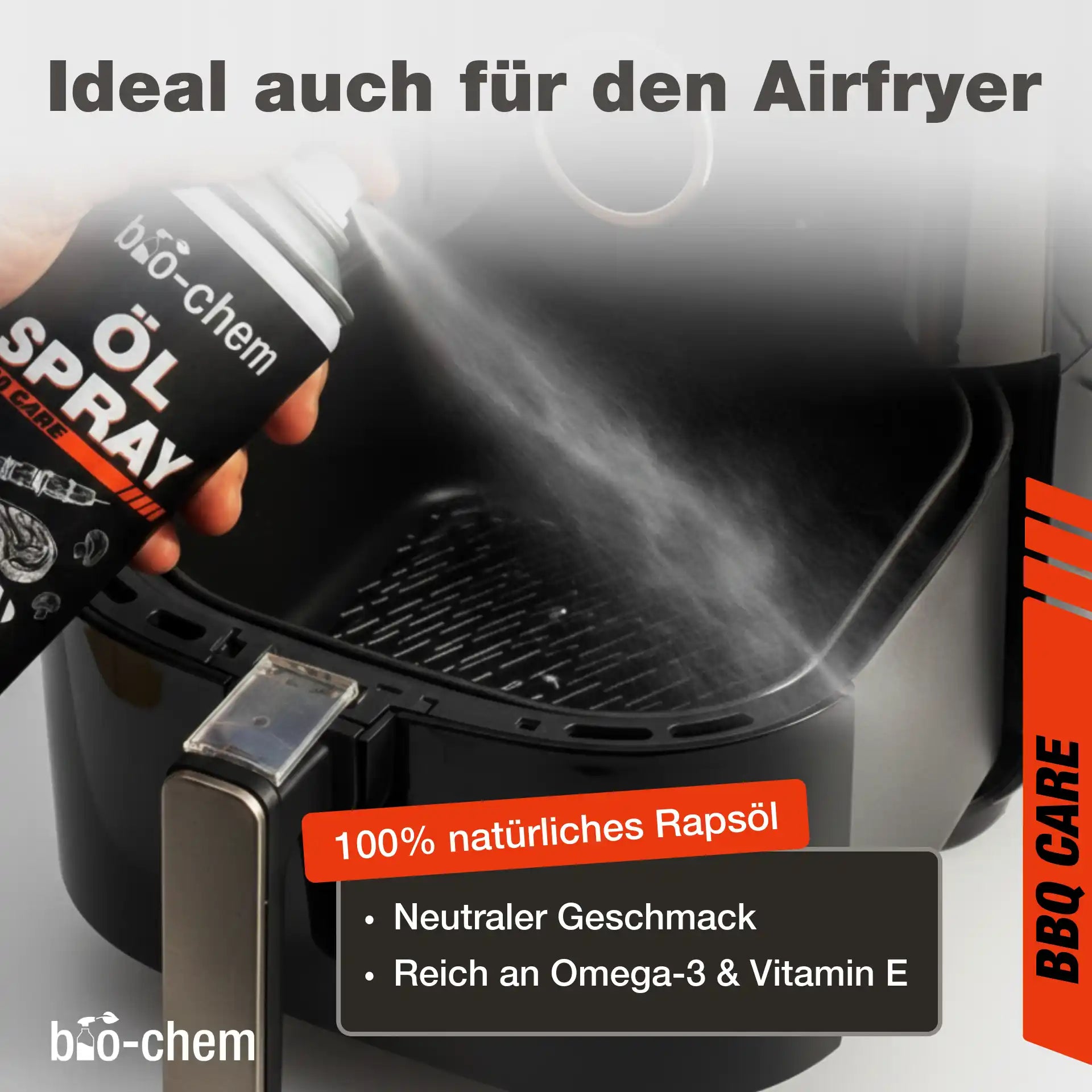 bio-chem Ölspray Airfryer Anwendung – 100 % natürliches Rapsöl