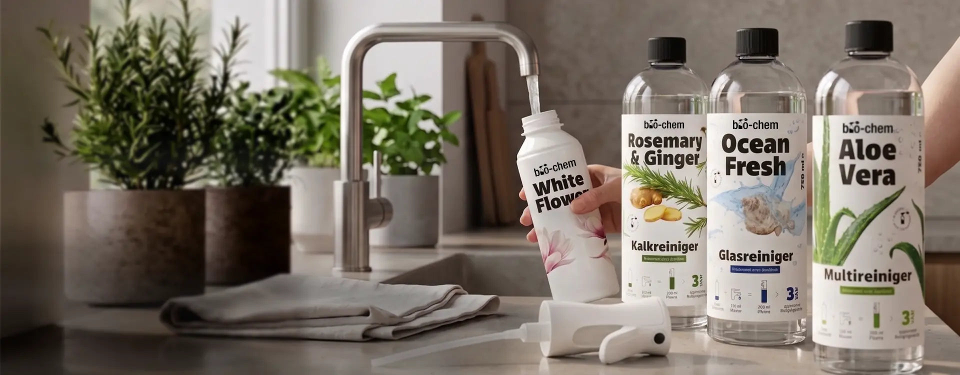 Reiniger mit Duft Banner Startseite bio-chem The Flow of Clean