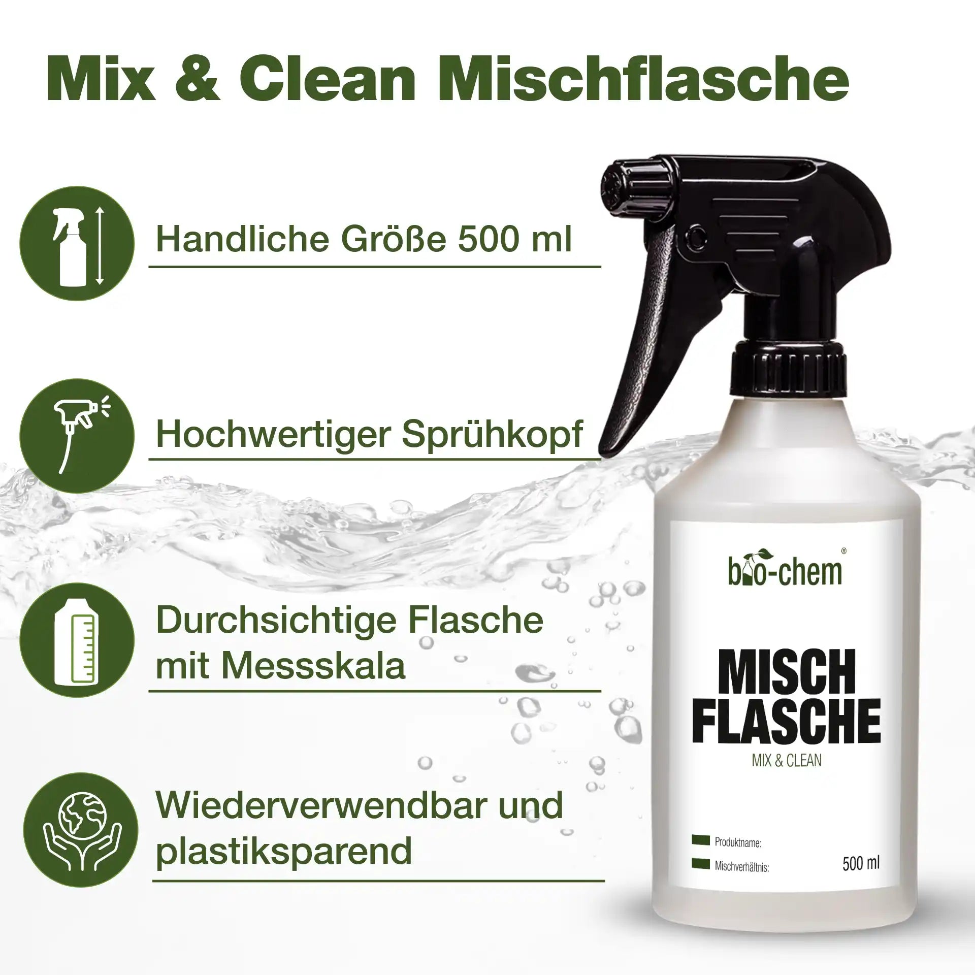 bio-chem Mischflasche handliche Größe Messskala platzsparend