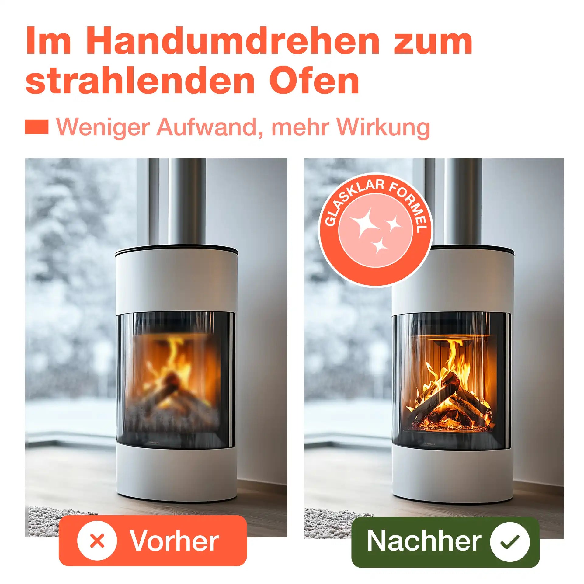 Kaminscheibenreiniger Vorher Nachher