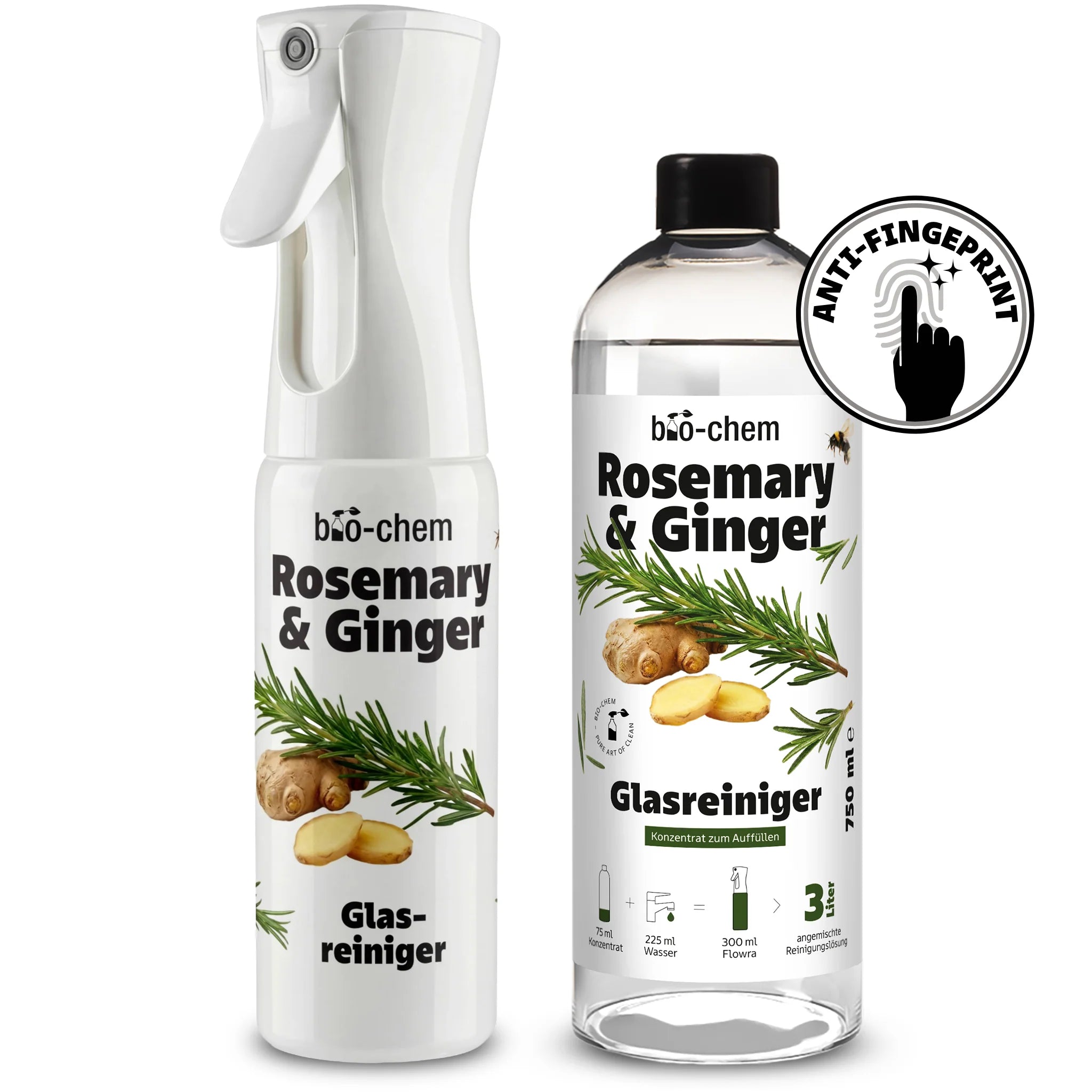 glasreiniger set konzentrat rosemary ginger