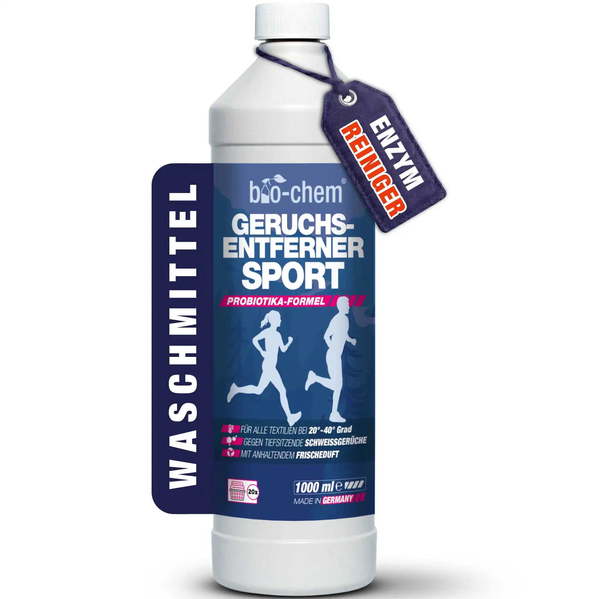 bio-chem Geruchsentferner Sport – Probiotika-Formel gegen Schweißgeruch in Sportkleidung, Frischduft, für alle Textilien